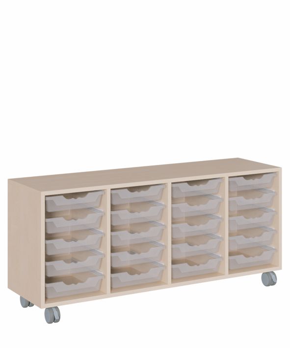 K Regal 139 x 62,5 cm, fahrbar, 20 ErgoTray Boxen M